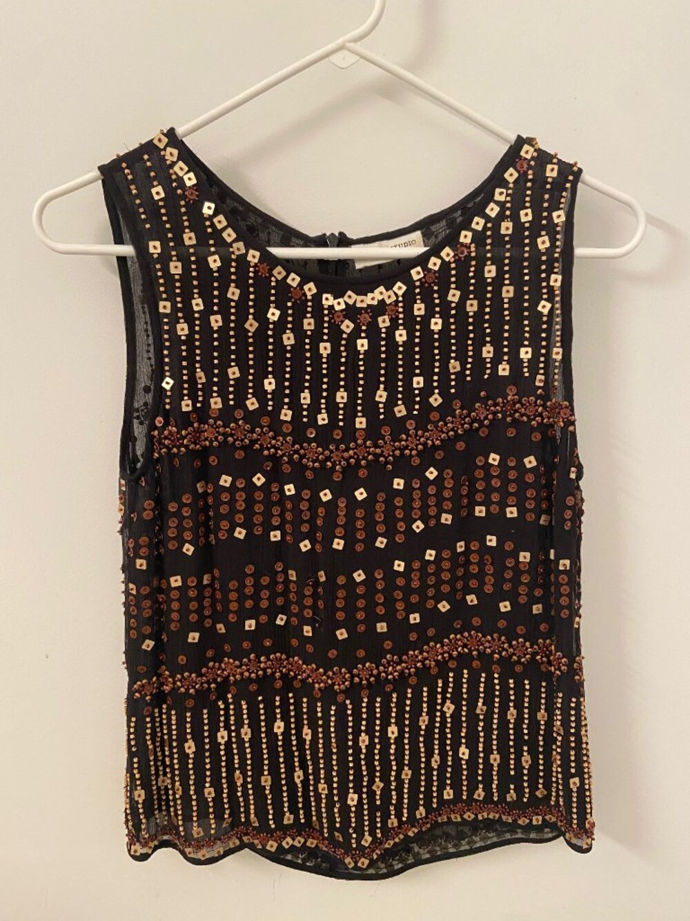 Vintage beaded sheer top